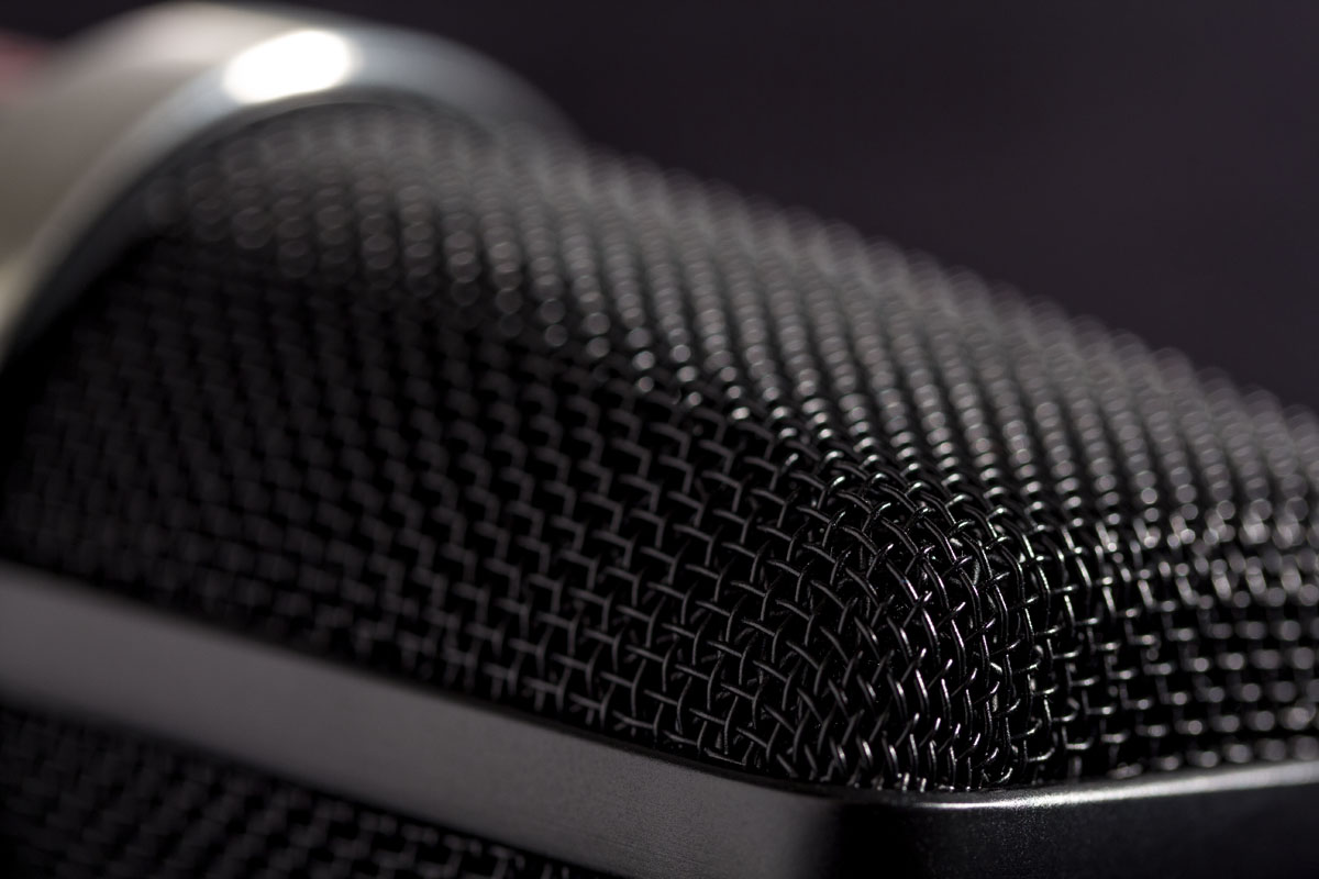 Nahaufnahme eines Studiomikrofons